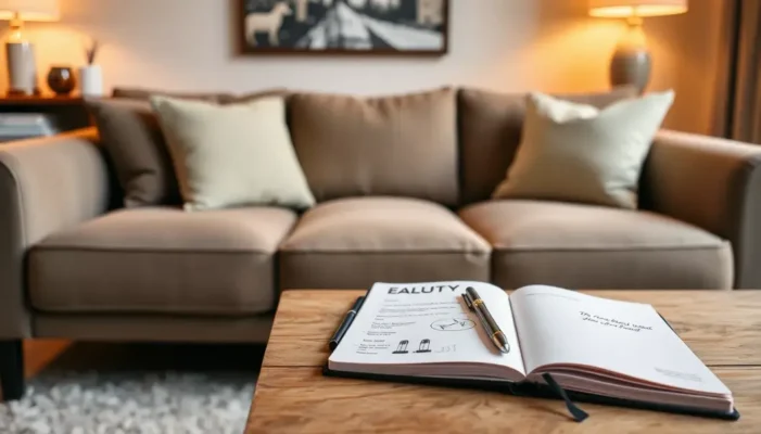 A living room scene with a bullet journal, evoking calm and romance.