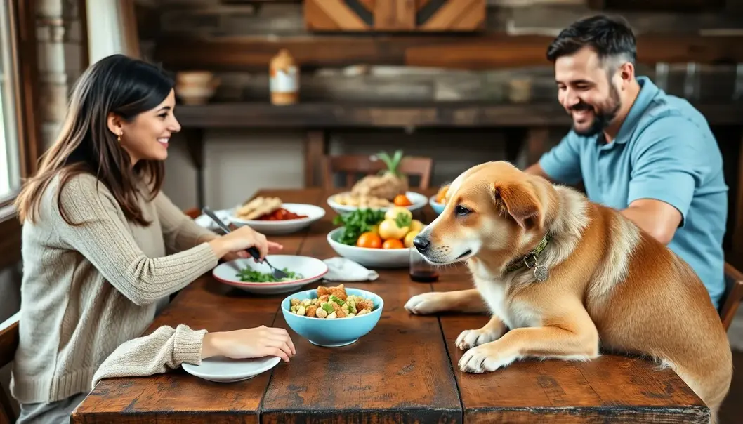 A warm kitchen filled with comforting aromas and a curious pet.
